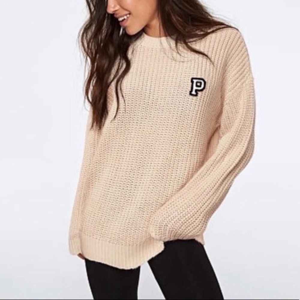 NWT Love PINK by Victoria’s Secret Forenza Cream Knit Sweater in Size M